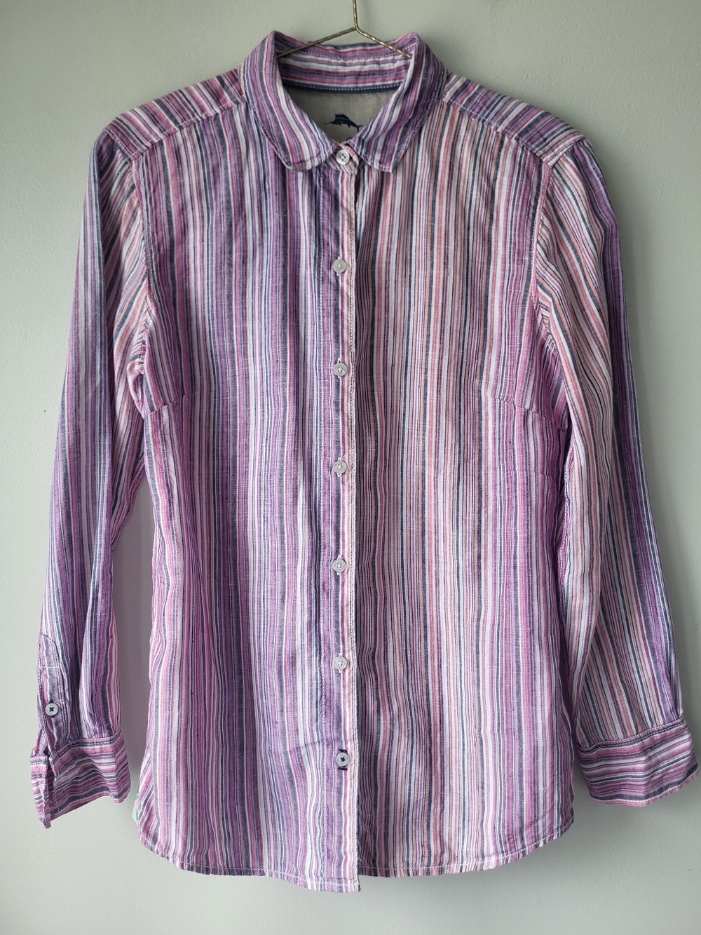 Tommy Bahama Pink and Purple Striped Dopamine Beachy Button-Down Shirt